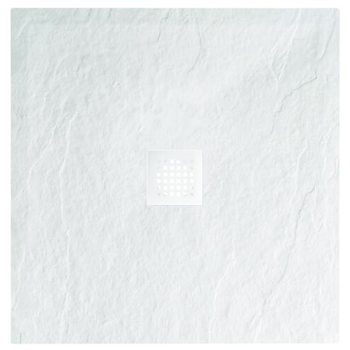 Receveur de douche extra?plat NARA 90x90 - Résine ardoise blanc - Découpable - bonde incluse